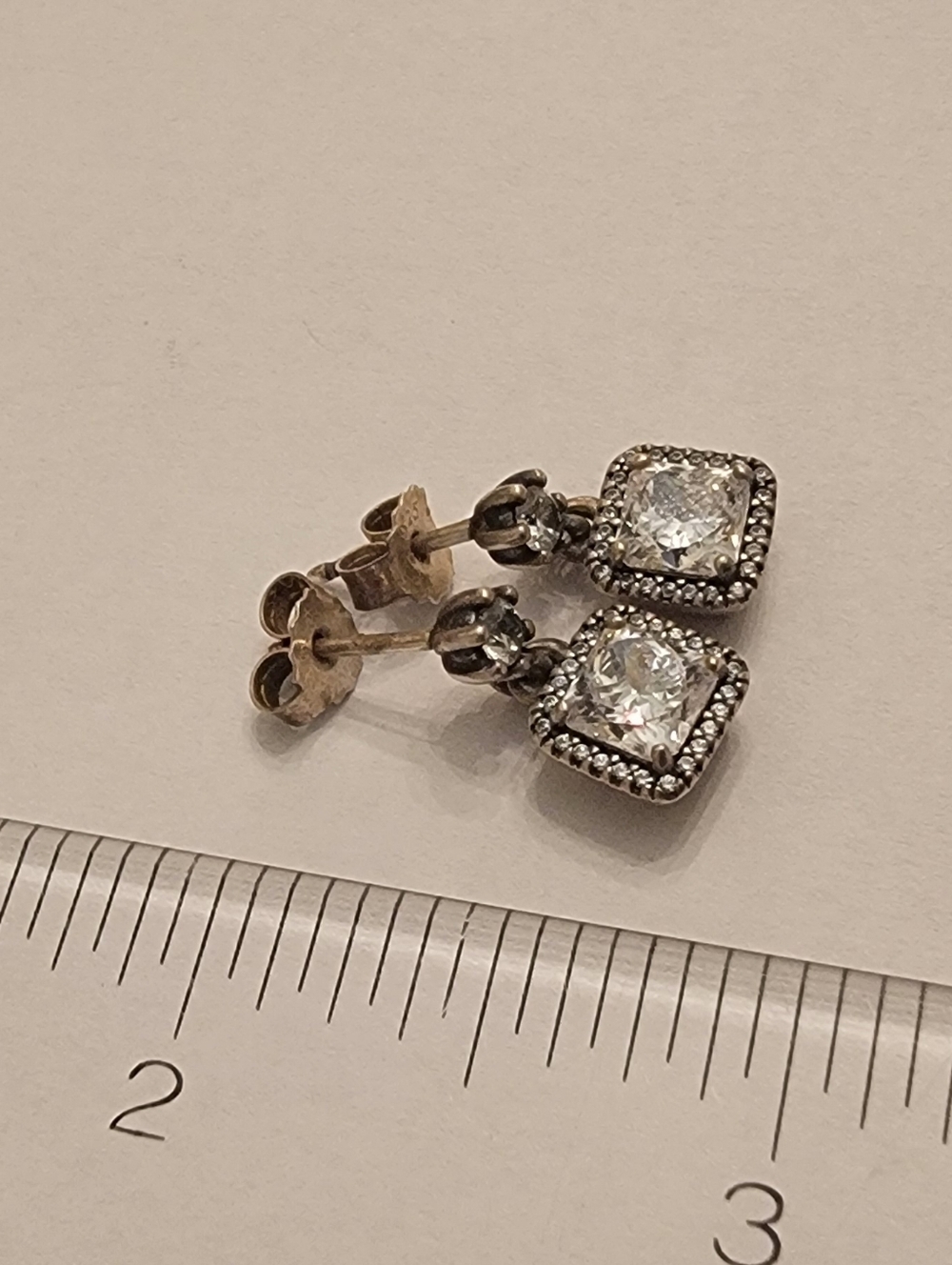 Silver-Tone Cubic Zirconia Drop Earrings - Clear
